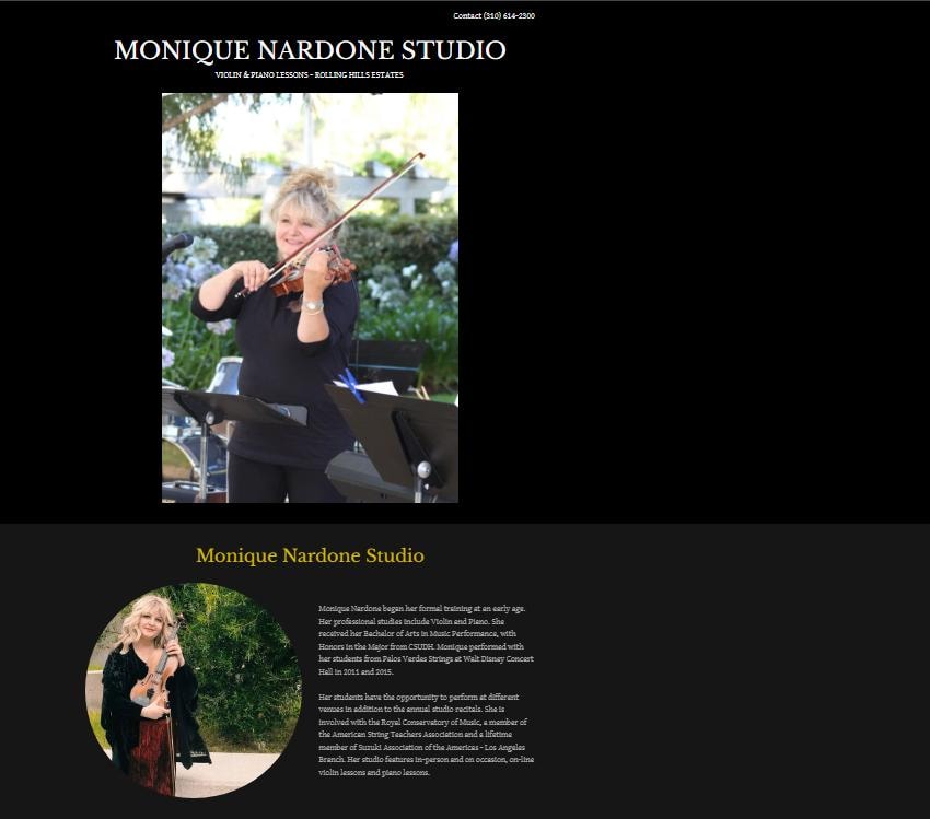Monique Nardone playing violin outdoors